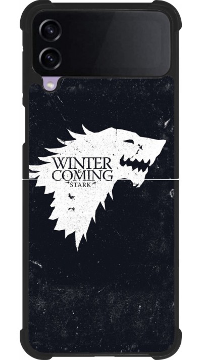 Coque Samsung Galaxy Z Flip4 - Silicone rigide noir Winter is coming Stark