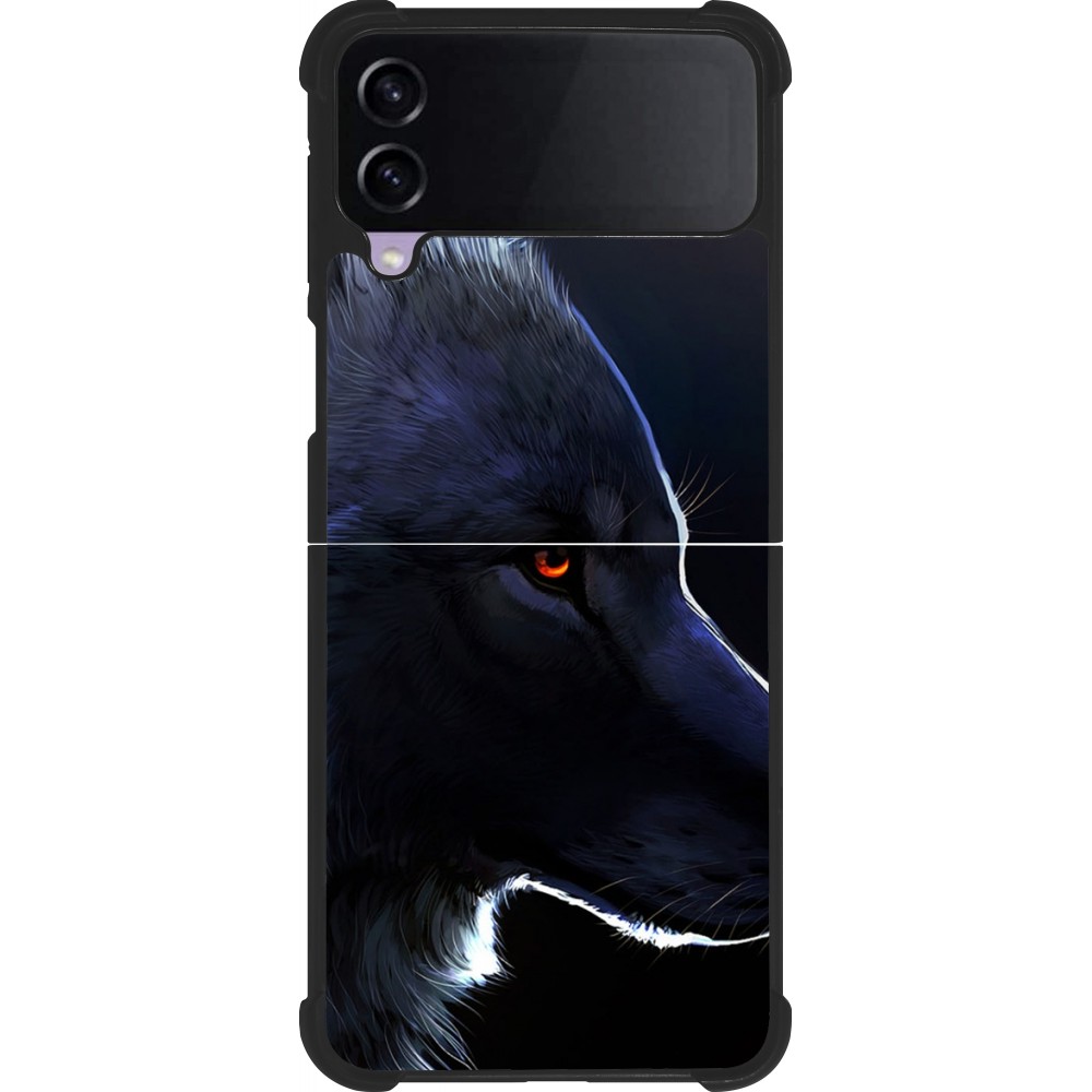 Coque Samsung Galaxy Z Flip4 - Silicone rigide noir Wolf Shape