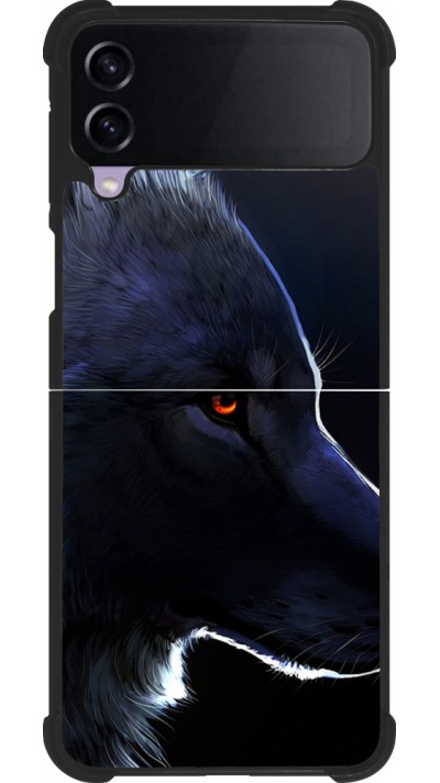 Coque Samsung Galaxy Z Flip4 - Silicone rigide noir Wolf Shape