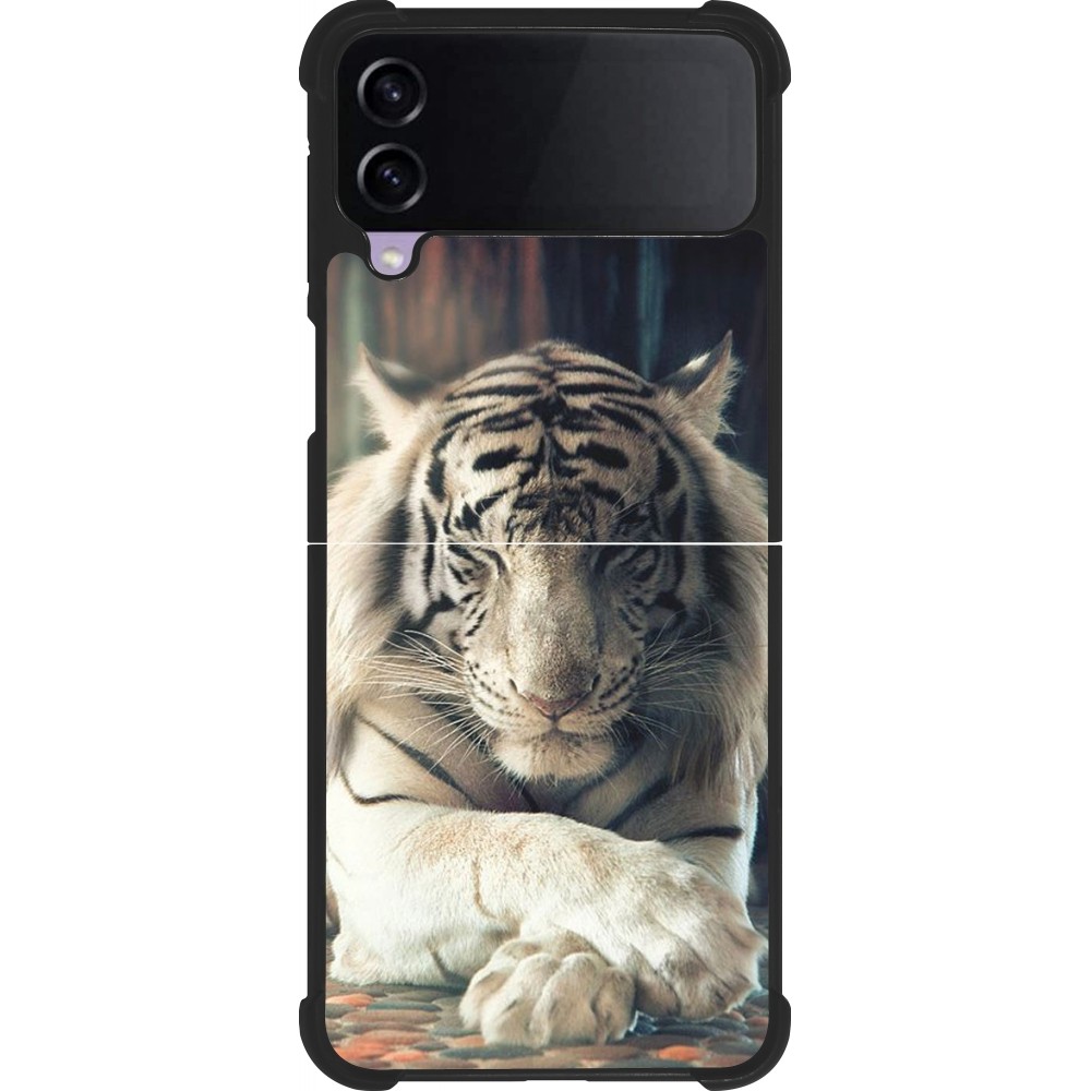 Coque Samsung Galaxy Z Flip4 - Silicone rigide noir Zen Tiger