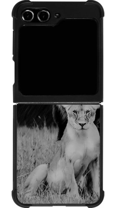 Coque Samsung Galaxy Z Flip5 - Silicone rigide noir Angry lions