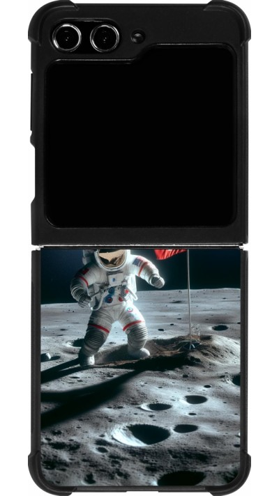 Coque Samsung Galaxy Z Flip5 - Silicone rigide noir Astro Suisse sur lune