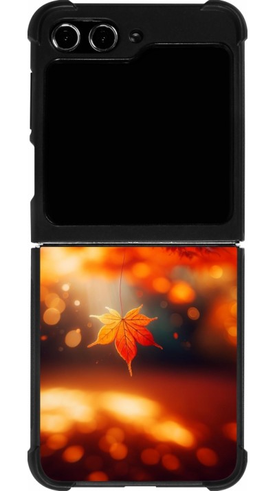 Coque Samsung Galaxy Z Flip5 - Silicone rigide noir Automne Magique Orange