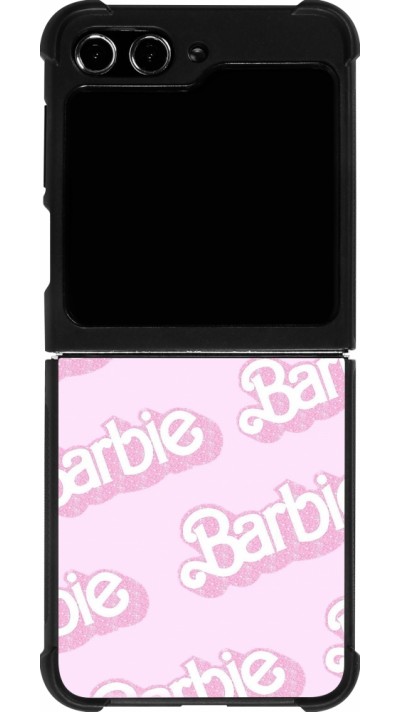 Coque Samsung Galaxy Z Flip5 - Silicone rigide noir Barbie light pink pattern