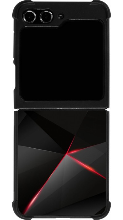 Coque Samsung Galaxy Z Flip5 - Silicone rigide noir Black Red Lines