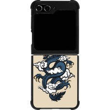 Coque Samsung Galaxy Z Flip5 - Silicone rigide noir Blue Dragon Tattoo