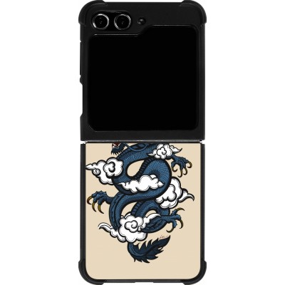 Coque Samsung Galaxy Z Flip5 - Silicone rigide noir Blue Dragon Tattoo