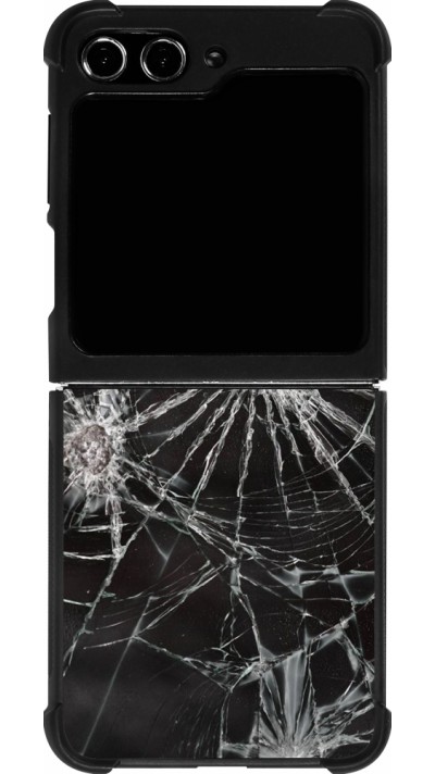Coque Samsung Galaxy Z Flip5 - Silicone rigide noir Broken Screen
