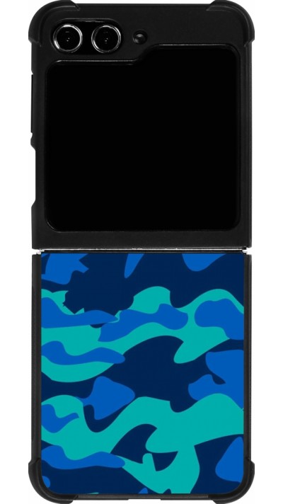 Coque Samsung Galaxy Z Flip5 - Silicone rigide noir Camo Blue