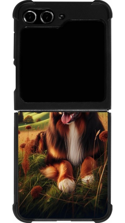 Coque Samsung Galaxy Z Flip5 - Silicone rigide noir Chien Campagne Suisse