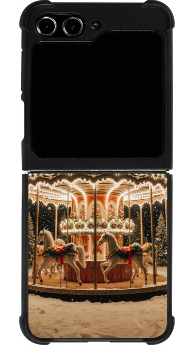 Coque Samsung Galaxy Z Flip5 - Silicone rigide noir Christmas 25 Carousel