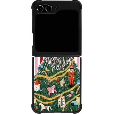Coque Samsung Galaxy Z Flip5 - Silicone rigide noir Christmas 25 Happy Holiday