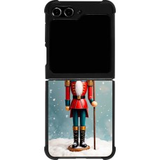 Coque Samsung Galaxy Z Flip5 - Silicone rigide noir Christmas 25 Nutcracker Snow
