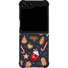 Coque Samsung Galaxy Z Flip5 - Silicone rigide noir Christmas 25 Pattern Gingerbread House