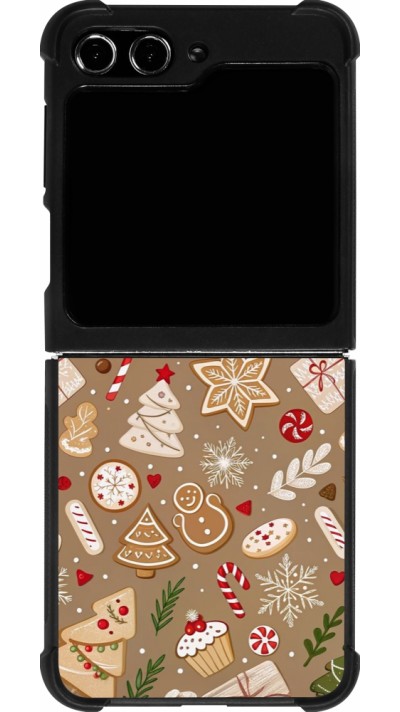 Coque Samsung Galaxy Z Flip5 - Silicone rigide noir Christmas 25 Pattern Ginger Cookie