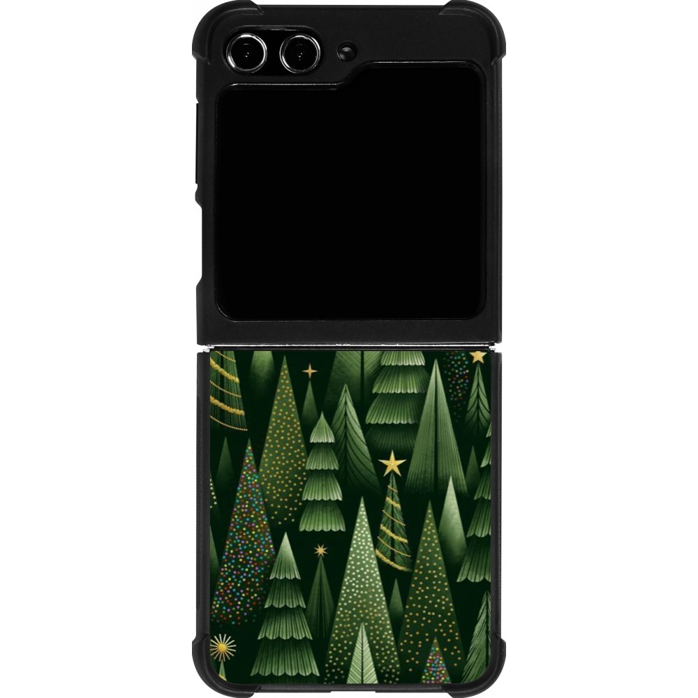 Coque Samsung Galaxy Z Flip5 - Silicone rigide noir Christmas 25 Pattern Xmas Tree