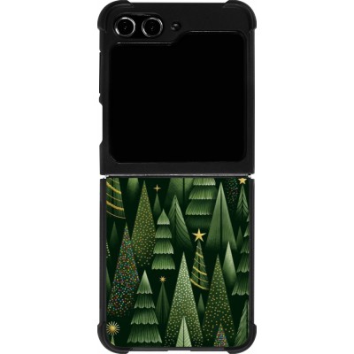 Coque Samsung Galaxy Z Flip5 - Silicone rigide noir Christmas 25 Pattern Xmas Tree