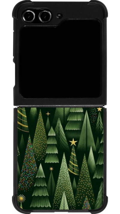 Coque Samsung Galaxy Z Flip5 - Silicone rigide noir Christmas 25 Pattern Xmas Tree