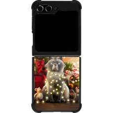 Coque Samsung Galaxy Z Flip5 - Silicone rigide noir Christmas 25 Xmas Cat