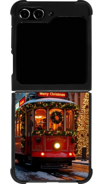 Coque Samsung Galaxy Z Flip5 - Silicone rigide noir Christmas 25 Xmas Train