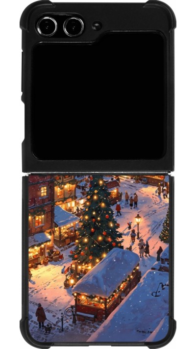 Coque Samsung Galaxy Z Flip5 - Silicone rigide noir Christmas 25 Xmas Village
