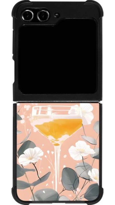 Samsung Galaxy Z Flip5 Case Hülle - Silikon schwarz Cocktail Flowers