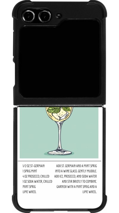 Coque Samsung Galaxy Z Flip5 - Silicone rigide noir Cocktail recette Hugo