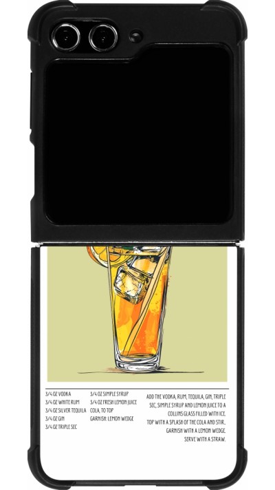 Coque Samsung Galaxy Z Flip5 - Silicone rigide noir Cocktail recette Long Island Ice Tea