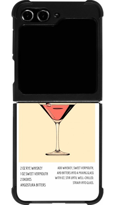 Coque Samsung Galaxy Z Flip5 - Silicone rigide noir Cocktail recette Manhattan