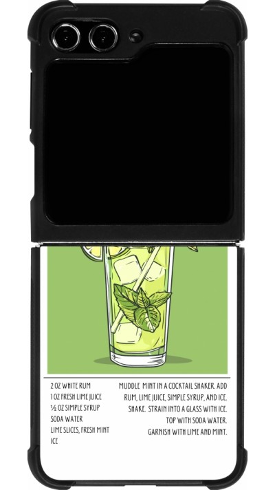 Coque Samsung Galaxy Z Flip5 - Silicone rigide noir Cocktail recette Mojito