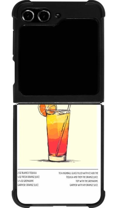 Coque Samsung Galaxy Z Flip5 - Silicone rigide noir Cocktail recette Tequila Sunrise