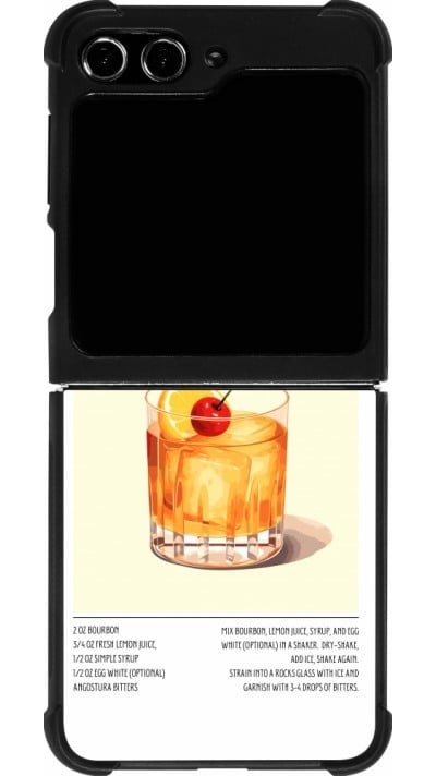 Coque Samsung Galaxy Z Flip5 - Silicone rigide noir Cocktail recette Whisky Sour