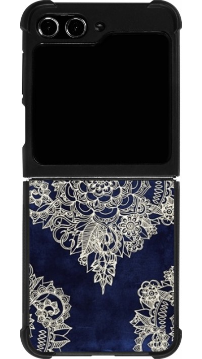 Coque Samsung Galaxy Z Flip5 - Silicone rigide noir Cream Flower Moroccan