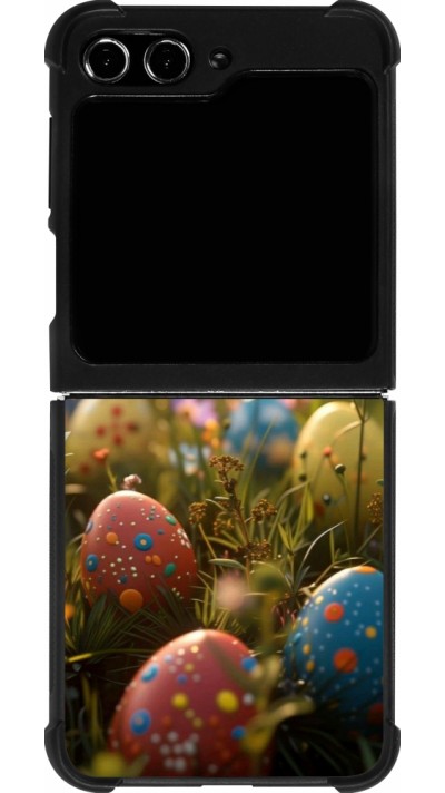 Coque Samsung Galaxy Z Flip5 - Silicone rigide noir Easter 2026 Decorated eggs