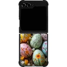 Coque Samsung Galaxy Z Flip5 - Silicone rigide noir Easter 2026 Eggs with bees