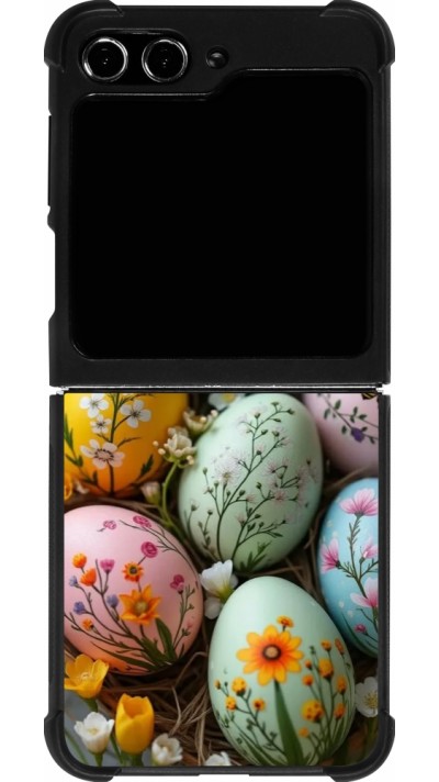 Coque Samsung Galaxy Z Flip5 - Silicone rigide noir Easter 2026 Eggs with bees