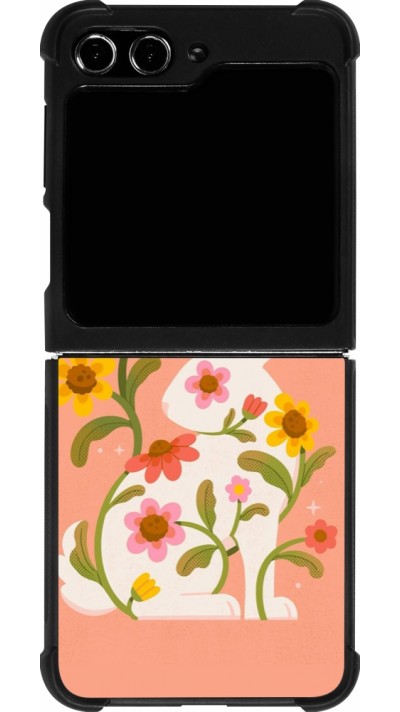 Coque Samsung Galaxy Z Flip5 - Silicone rigide noir Easter 2026 Rabbit collage