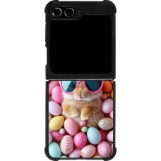 Coque Samsung Galaxy Z Flip5 - Silicone rigide noir Easter 2026 Rabbit fun