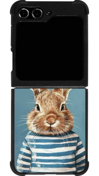 Coque Samsung Galaxy Z Flip5 - Silicone rigide noir Easter 2026 Rabbit navy