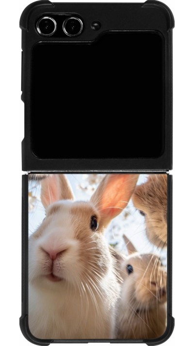 Coque Samsung Galaxy Z Flip5 - Silicone rigide noir Easter 2026 Rabbits