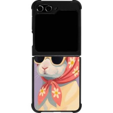 Coque Samsung Galaxy Z Flip5 - Silicone rigide noir Easter 2026 Rabbit with scarf
