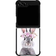 Coque Samsung Galaxy Z Flip5 - Silicone rigide noir Easter 2023 flower bunny