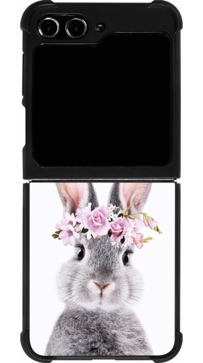 Coque Samsung Galaxy Z Flip5 - Silicone rigide noir Easter 2023 flower bunny