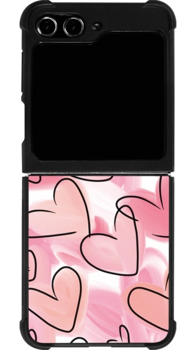 Coque Samsung Galaxy Z Flip5 - Silicone rigide noir Easter 2023 pink hearts