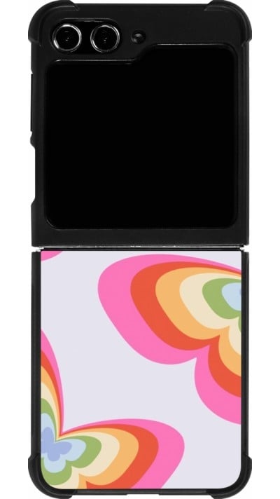 Coque Samsung Galaxy Z Flip5 - Silicone rigide noir Easter 2024 rainbow butterflies