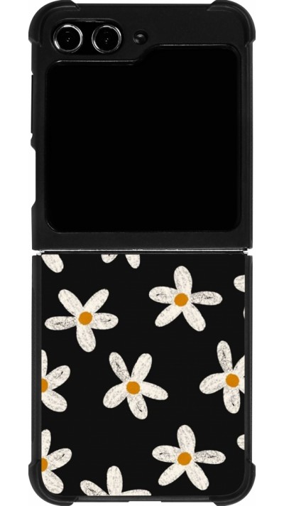 Samsung Galaxy Z Flip5 Case Hülle - Silikon schwarz Easter 2024 white on black flower