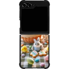 Coque Samsung Galaxy Z Flip5 - Silicone rigide noir Easter 2025 Panier Pâques