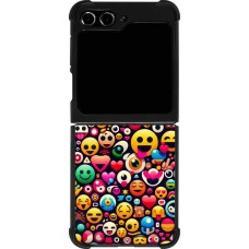Coque Samsung Galaxy Z Flip5 - Silicone rigide noir Emoji Mix Color