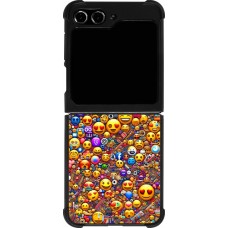 Coque Samsung Galaxy Z Flip5 - Silicone rigide noir Emoji mixed