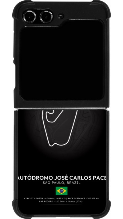 Coque Samsung Galaxy Z Flip5 - Silicone rigide noir F1 Track 2025 Brazil